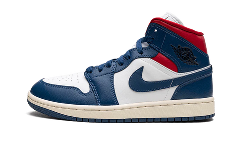 Jordan 1 Mid White French Blue - Gym Red