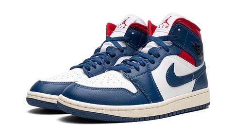Jordan 1 Mid White French Blue - Gym Red